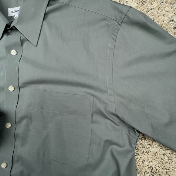 YSL Yves Saint Laurent Men's Button Up Dress Shirt 16 34/35 Gray Polyester Blend - Picture 9 of 12